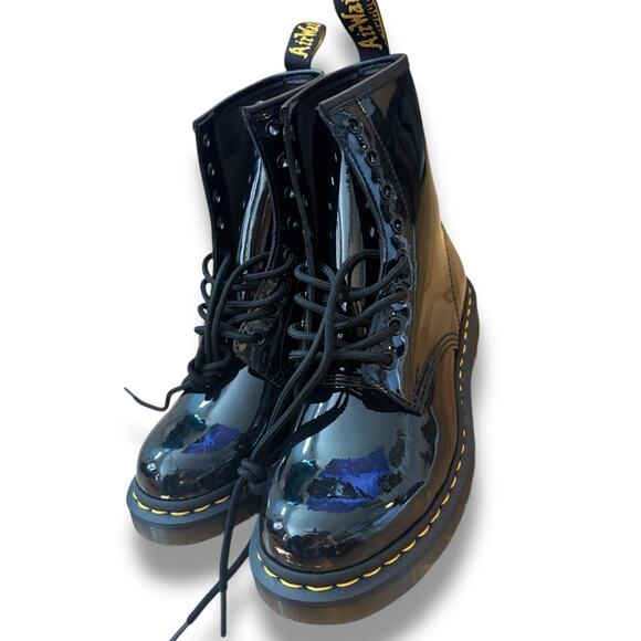 Dr. Martens 1460 Women's US 7 Black Shiny Patent Leather 8-Eye Combat Boots - Picture 3 of 11
